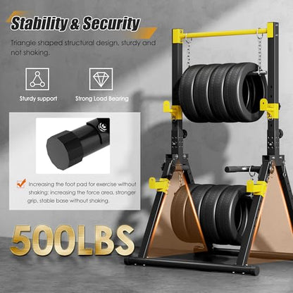SogesPower Foldable Pull Up Bar Station,Triangular Power Tower Dip Stand | Adjustable Heights & Handles Pull Up Dip Station for Pull-ups, Dips, Knee Raises,Space-saving for Small Space - color: Yellow