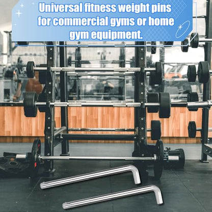 Gosknor 2pcs L Shaped Weight Stack Pins, Carbon Steel 3/8in Diameter 6in Loading Pin Tensile Weight Stack Extender Pin Weight Machine Selector Rod Perfect Fitness Equipment Accessories