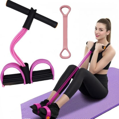 Resistance Bands for Exercise,6-Tube Elastic Yoga Pedal Puller Resistance Band, Natural Latex Tension Rope Fitness Equipment, for Abdomen/Waist/Arm/Leg Stretching Slimming Training - color: Pink