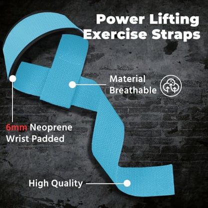 WSAKOUE Lifting Straps, Weightlifting Straps, Deadlift Straps with Padded Neoprene for Power Lifting, Bodybuilding, Gym Workout, Strength Training & Fitness Workout, Resistance - color: Blue