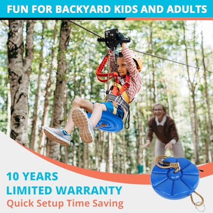 Zip Line Kit for Kids Adults : 100FT Up to 380Lbs - Quick Tighten Zipline for Backyard Outdoor with 100% Rust Proof Removable Trolley Seat Spring Brake - size: 100ft