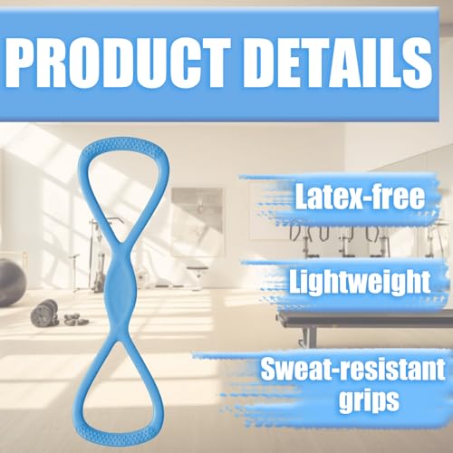 Figure 8 Resistance Band for Women, 8 Shaped Resistance Bands with Handles, Shoulder Back Arm Bands for Workout - color: blue