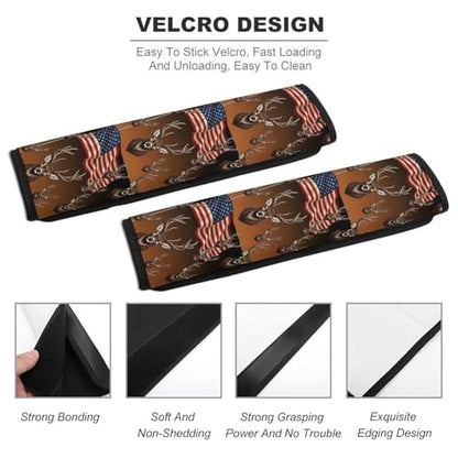 2 Pack American Flag Hunting Deer Car Seat Belt Pad Soft Padded Seat Belt Cushion for Child, Stroller Pushchair High Chair, Shock Absorption - color: Pattern 661