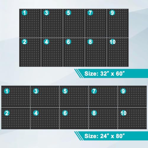 PBHEPJ Peg Board, 10 Pack Metal Pegboard Panels with 76 Pcs Hooks and Baskets, Heavy Duty Peg Board Wall Organizer for Walls Home, Garage Tool Storage, Office Organization, Black