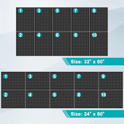 PBHEPJ Peg Board, 10 Pack Metal Pegboard Panels with 76 Pcs Hooks and Baskets, Heavy Duty Peg Board Wall Organizer for Walls Home, Garage Tool Storage, Office Organization, Black