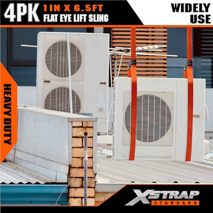 XSTRAP STANDARD 4PK 1"x6.5ft Lifting Sling Straps 2000 lb Vertical Capacity | 1600 lbs Choker / 4000 lbs Basket Capacity, 5:1 Safety Factor Polyester Web Slings for Rigging, Hoist, Tree Stump Removal - style: 4PK 1''x6.5ft