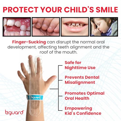 TGuard AeroFinger Anti-Finger Sucking Guard – Finger Sucking Prevention Kit, Deterrent to Stop Finger Habit, Washable Secure-Fit Guard for Kids, Soft, Medium (Kids 40–70 lbs), Ages 5–6, Made in USA - size: Medium (Pack of 1)