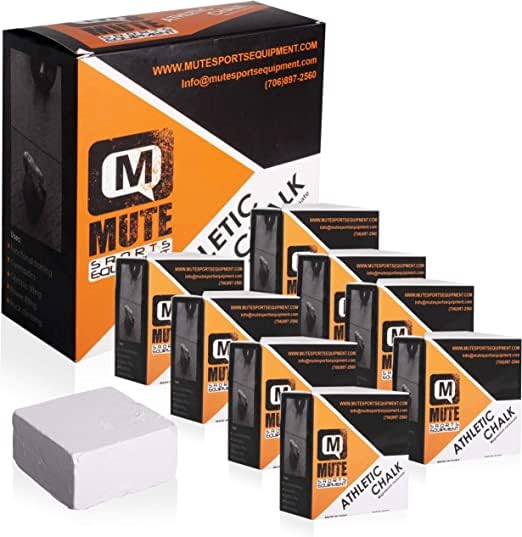 MUTE Sports Gym Chalk Case Pack of 10 Boxes, 80 2 oz. Blocks, White, Magnesium Carbonate | Weightlifting, Gymnastics, Rock Climbing, Olympic Lifting, Barbell | Better Grip and Dry Hands