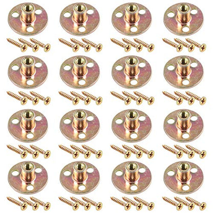 Glarks 64Pcs M6(1/4'') Brad Hole Tee Nut with Mounting Screws Set Zinc Plated Carbon Steel 3-Hole T-Nuts Furniture Hardware Flange Insert Female Thread for Wood Furniture - size: 1/4''(M6) - 64Pcs