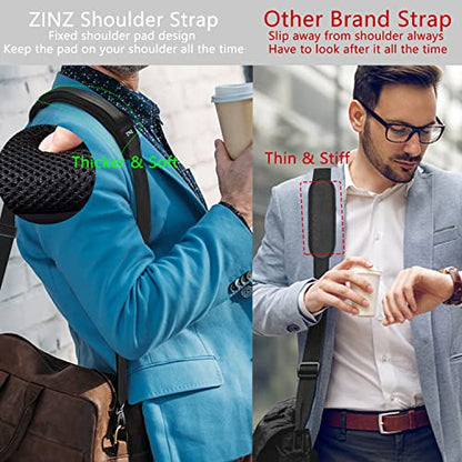 ZINZ Shoulder Strap 78" Universal Bag Strap with Ultra-thick Fixed Padded and Dual Balanced Adjustable Buckles for Briefcase, Travel Bag, Laptop Bag, Crossbody bag - Black - color: Black