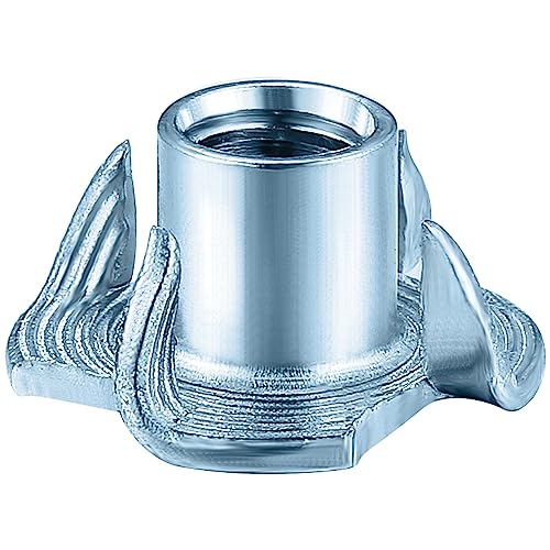 T-Nuts 1/4 * 20 (100 pcs), zinc Plated Steel, for Wood, Climbing Holds and cabinets - color: Zinc, size: 1/4"-20
