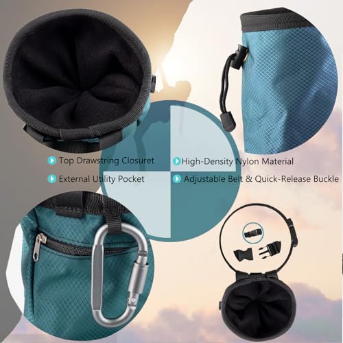 Outdoor Rock Climbing Bouldering Magnesium Powder Bag Quick Dry Waterproof Tightened Bag Gym Weightlifting Deadlift Yoga Multi Purpose Storage Bag with Metal Buckle(Blue)