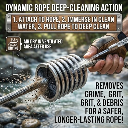 Yosoo Health Gear Rope Brush, Rope Cleaner Climbing, Nylon Stainless Steel Climbing Rope Cleaner, Black Rope Cleaning Brush for Rope Way Mountaineering Cave Exploration Aerial Work