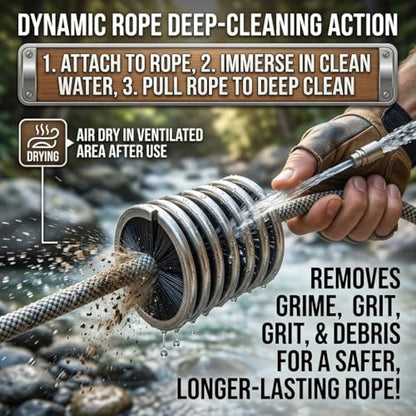 Yosoo Health Gear Rope Brush, Rope Cleaner Climbing, Nylon Stainless Steel Climbing Rope Cleaner, Black Rope Cleaning Brush for Rope Way Mountaineering Cave Exploration Aerial Work