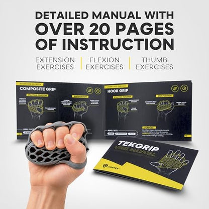 LIONTEK TEKGRIP Hand Grip Strengthener & Finger Exerciser, Dual-Action Grip and Extension Trainer with 3 Progressive Resistance Levels