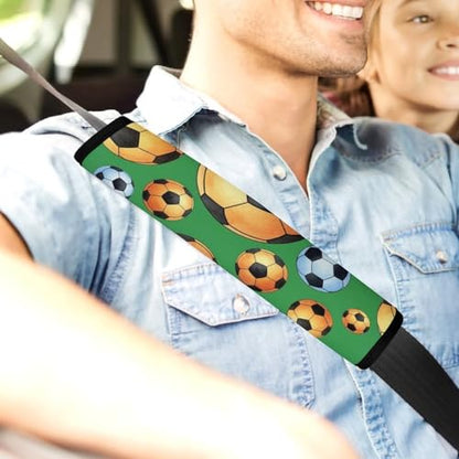 Universal Soft and Comfortable Seat Belt Shoulder Pad for Adult Use, Most Cars, 1 Pair Watercolor Print Green Field Soccer Harness Pads Strap Anti-Slip Pad - color: Pattern 277