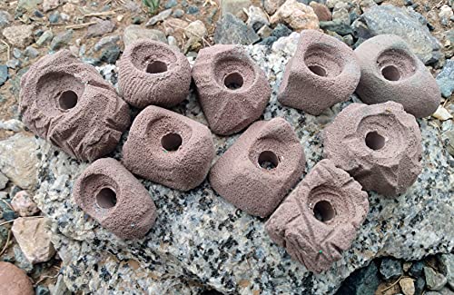Small Holds Climbing Pack of 10 Bolt-on Holds of Foot and Crimp Size - color: Green
