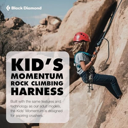 BLACK DIAMOND Kids' Momentum Safe Rock Climbing Harness, Indoor/Outdoor - color: Azul (Full-body Harness)