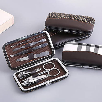 7-Piece Manicure Set - Stainless Steel Nail Clippers & Grooming Kit with Leather Case - Perfect for Home, Travel, Gifts, & Outdoor Use for Men & Women