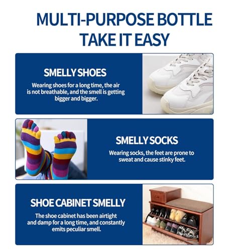 Shoe Deodorizer Spray, Foot & Shoe Deodorizer Spray, 2 fl.oz Instant Odor Eliminator for Smelly Shoes, Feet and Sock - Keeps Feet and Shoes Long-Lasting Freshness, Shoe Odor Eliminator for Footwear
