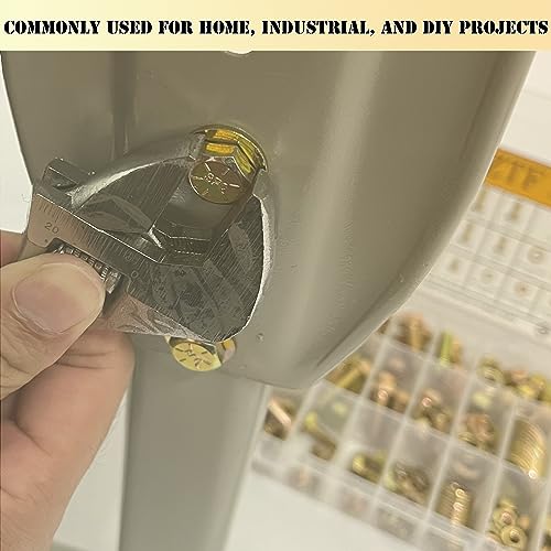 ZTF SAE Grade 8 Bolts and Nuts Assortment Kit, Heavy Duty Hex Cap Screw & Bolt Assortment Sets 12 Common Sizes, 1/4-20 5/16-18 3/8-16 Assorted Nuts Bolts Washers, 42 Sets, 3/4" to 1-1/2" Length - style: gold-1/4-20 5/16-18 3/8-16 Sae bolts