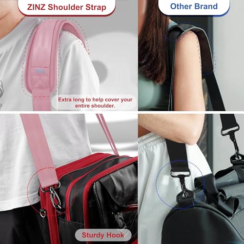 ZINZ 75" Shoulder Strap with Fixed Pad and Dual Balanced Buckles，Pink - color: Pink