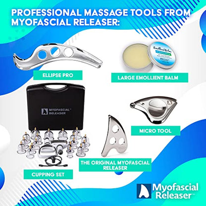 Professional Muscle Scraper Tool – Medical-Grade 304 SS IASTM & Gua Sha Scraping Tool – Ergonomic Fascia Mobilization Instrument for Soft Tissue Massage & Manual Bodywork – Emollient Balm Included - color: Original Tool