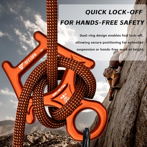 Figure 8 Descender, 30kN Climbing Descender, Heavy Duty 7075 Aluminum Belay & Rappel Equipment for Climbing, Mountaineering, Arborist, Caving, Aerial Yoga - color: 30kN-Orange