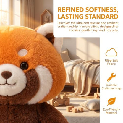 Fluffy Red Panda Plush Chalk Bag, Drawstring Magnesia Storage Pouch with Adjustable Waist Strap, Cute Animal Shape Gym Chalk Holder for Rock Climbing, Bouldering, Weight Lifting, Daily Gym Training