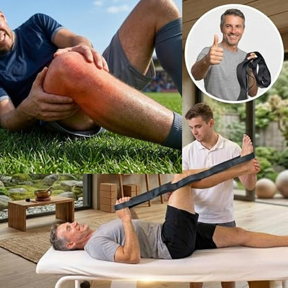 Stretching Strap with 12 Loops-Non-Elastic Physical Therapy with Carry Bag | Premium non elastic yoga straps for injury recovery, rehab flexibility training, hamstring stretch & physical therapy