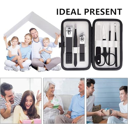 Nail Clipper Kit Nail Care Set for Men Women Nail Clipper Set Manicure Kit | Travel Manicure Set with Case Toe Finger Nail Clippers Personal Care Tools Nail Clipper Grooming Kit Gfit for Men Women - color: Black White