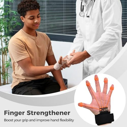 Finger Stretcher Hand Grip Exerciser, Adjustable Hand Strengthener with 30 Silicone Bands, 40/60/75 Lbs for Exercise Climbing Rehabilitation