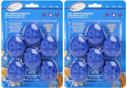 Air Jungles Shoe Deodorizer Balls 12 Ct, Ocean Scent | Odor Remover Balls for Sneakers, Gym Bags, Lockers, Closets, Hampers, and Drawers, Essential Oil Provides Natural Freshness - size: 6 Count (Pack of 2)