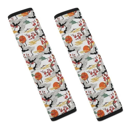 1 Pair Red Sun Flower Crane Bird Seat Belt Shoulder Pad Soft Padded Seat Belt Cushion for Adult Use, Stroller Pushchair High Chair, Pressure Relief - color: Pattern 180