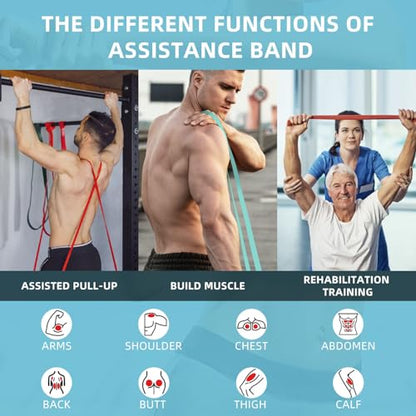 Resistance Bands, Pull Up Bands, Pull Up Assist Band Exercise Bands for Men & Women Working Out, Body Stretching, Physical Therapy, Muscle Training - color: Blue