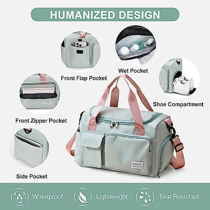 Small Gym Bag for Women, Travel Duffle Bag Carry On Weekender Bag with Shoe Compartment - color: 02#Black, style: Gym Bag&toiletry Bag