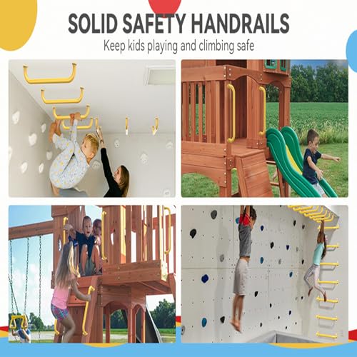 17.3 Inch Playground Handles Monkey Bars Indoor | Metal Grab Handle Hand Grips for Treehouse (Yellow, 6 Pack) - color: Yellow