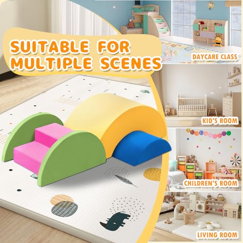 Edbuosy Soft Climbing Toys for Toddlers, 5pcs Baby Foam Climbing Block Set Indoor, Play Gym Climbing Toys Climber, Soft Play Foam Blocks Set for Toddlers, Kids & Infant, Colorful