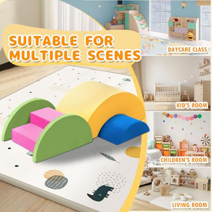 Edbuosy Soft Climbing Toys for Toddlers, 5pcs Baby Foam Climbing Block Set Indoor, Play Gym Climbing Toys Climber, Soft Play Foam Blocks Set for Toddlers, Kids & Infant, Colorful