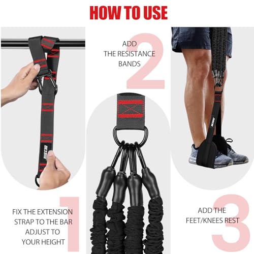 Pull Up Assistance Bands 260lbs, Heavy Pull Up Bands Resistance Bands for Pull Ups Working Out with Feet Rest, Pull Up Bar Bands Assistance Bands Strength Training Workout Equipment, Height Adjustable - color: Black