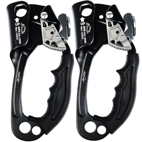 UIAA & CE Certified Rope Ascender Aluminum Alloy Rock Climbing Gear Strong Rigging Rappelling Equipment for Rock Tree Climbing Arborist Rescue Mountaineering Caving - color: Right Hand Black 2