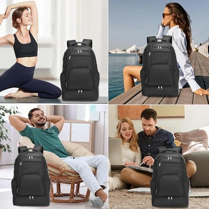 seyfocnia Gym Backpack for Men,Large Gym Bag with Shoe Compartment Lightweight Travel Workout Sports Backpack Water Resistant Carry on Backpack - size: 22inch