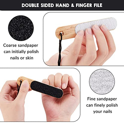Amylove 2 Pcs Double Sided Foot Scraper Callus Remover, Rock Climbing Gear Hand Callus Remover with 20 Pcs Nail Files Pocket Sized, for Instant Results, Safe Tool