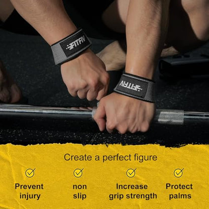 Lifting Straps for Weightlifting, Lifting Wrist Straps for Gym Strength Training, Neoprene-padded Wrist Cushion - Men & Women - color: Gray