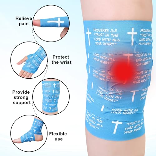MiniInflat 2 Pcs Christian Cross Athletic Tape Sports Tape 2in x 23ft Religion Jesus Wrist Wrap for Soccer Football Baseball, Gift for Graduation Teacher Nurses Week Pentecost(Blue,Proverbs) - color: Blue, style: Proverbs