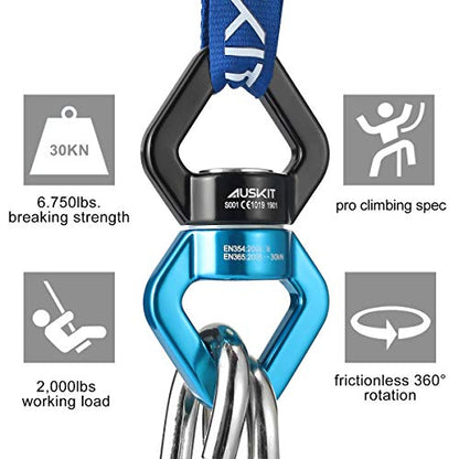 Black Blue Swing Swivel, 30 KN Safest Rotational Device Hanging Accessory - color: Blue, size: 30 KN