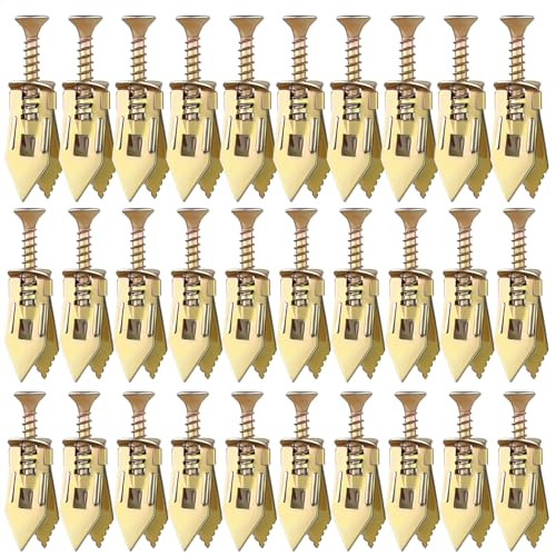60 Pcs Drywall Self Drilling Anchors with Screws Kit, Heavy Duty Metal Sheetrock Anchors, 3 Sizes Zinc Plated Expansion Anchors, No Pre-Drilling Wall Anchors for Shelves, TV, Cabinets, Picture Frames - color: Zinc Plated