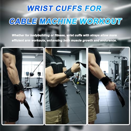Weight Lifting Straps with Cuffed Sliding Dual D-Rings – Wrist Cuffs for Gym Cable Workout, Strength & Support - size: size L