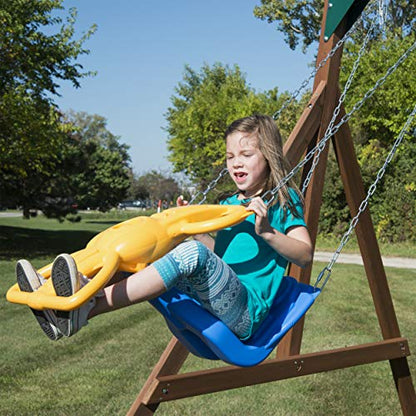 Swing-N-Slide Fremont Wooden Swing Set with Slide, Glider, Swings, Monkey Bars, Climbing Wall and Picnic Table, Wood, Green - size: Fremont