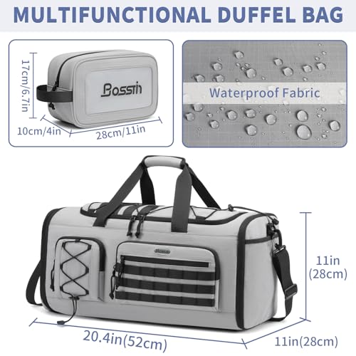 Bosstin Gym Bag for Men & Women,45L Travel Duffle Sports Duffel Bag Gym Weekender Overnight Backpack with Shoe Compartment (GREY CHECKERED) - color: GREY CHECKERED